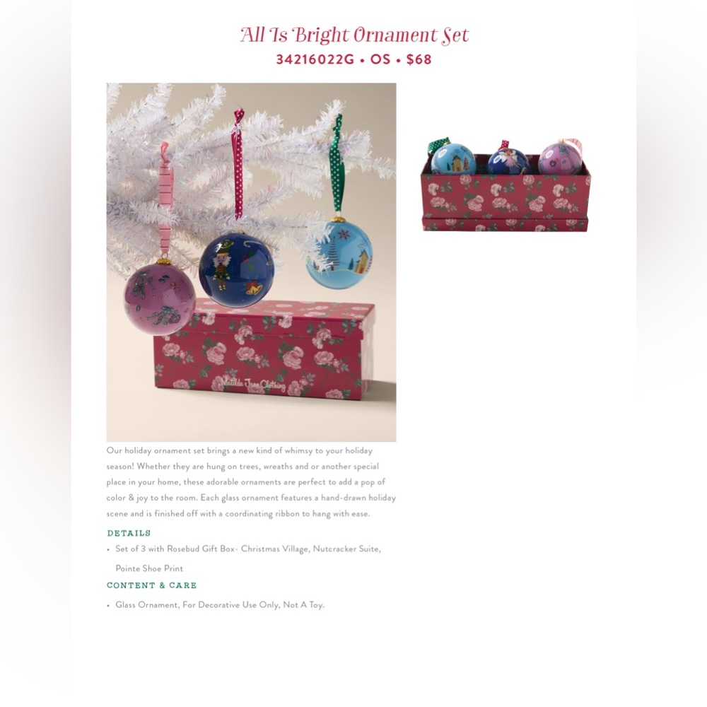NIB Matilda Jane All is Bright Ornament Set